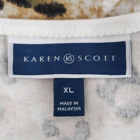 Karen Scott Animal Leopard Print Long Sleeve Pullover Knit Top Size XL - Picture 9 of 10